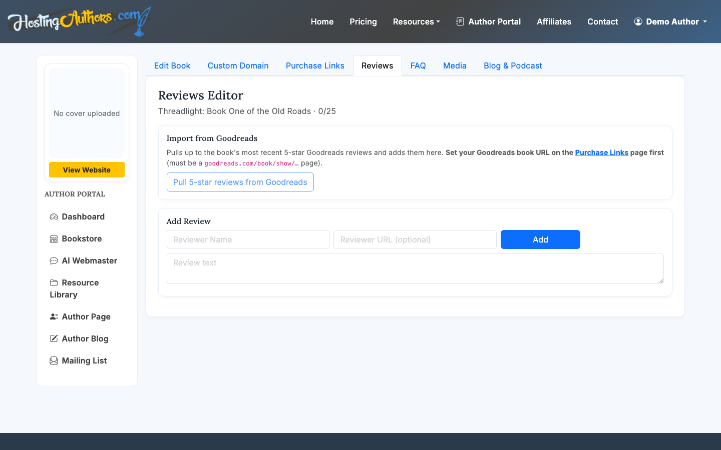 Curated reviews add confidence near the book presentation.