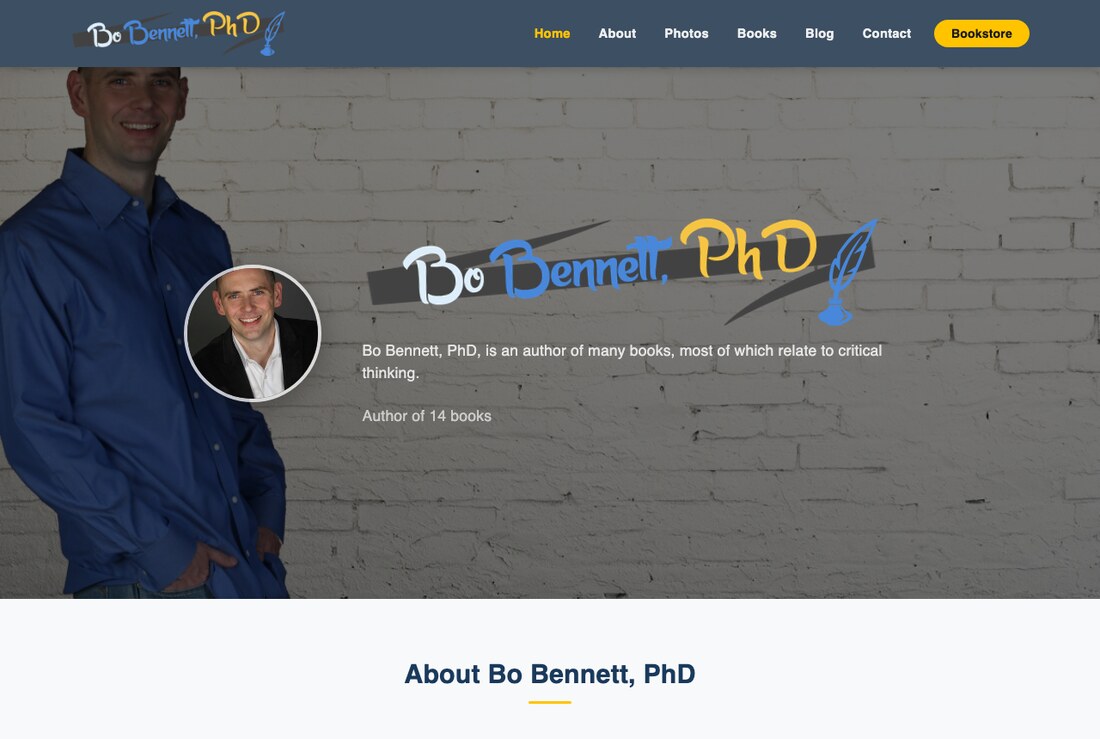 A complete author hub — a real author website built on HostingAuthors
